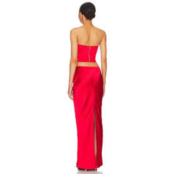 SUPERDOWN Calla Satin Maxi Skirt HOLIDAY CHRISTMAS PARTY NWT Red Size XS Long - Picture 2 of 8